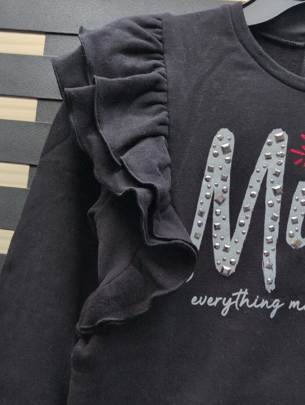 Kids Black 'Miss' Ruffle Sweatshirt - Picture 4 of 6
